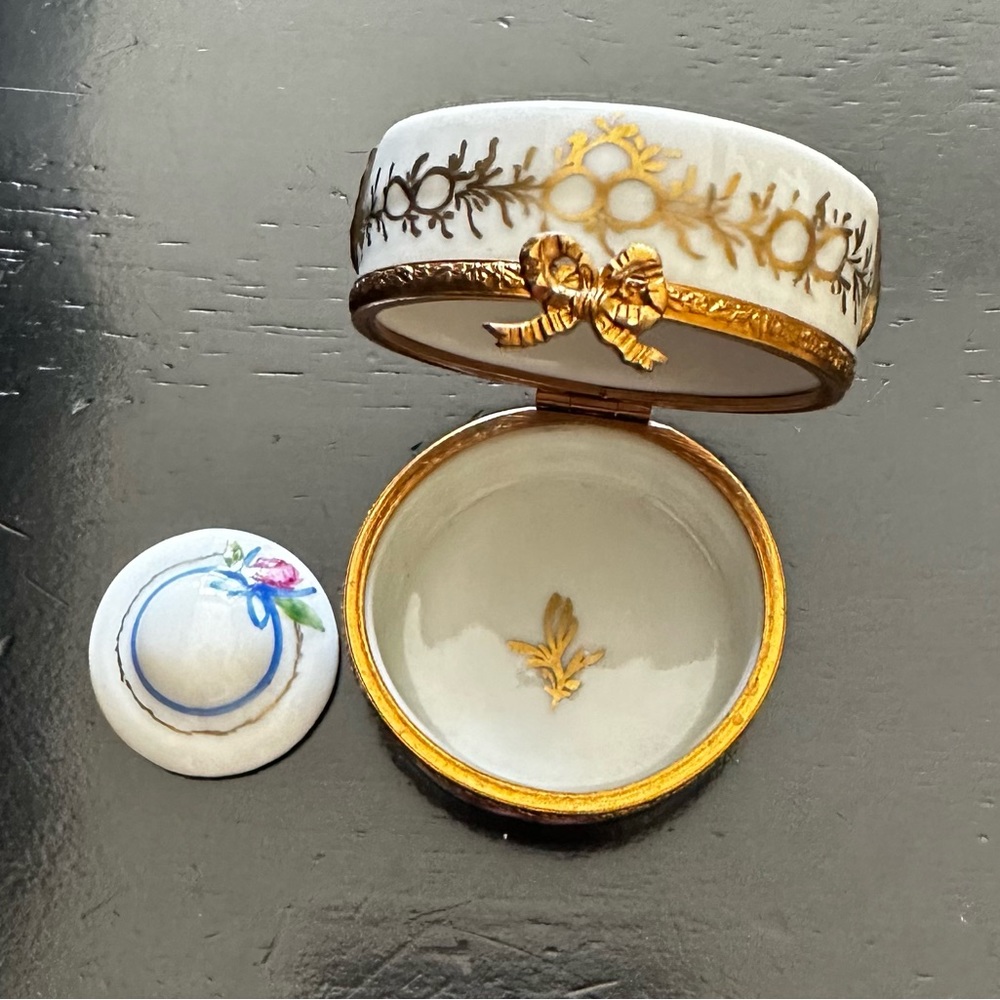 Hand painted Limoges hat box, purchased in France